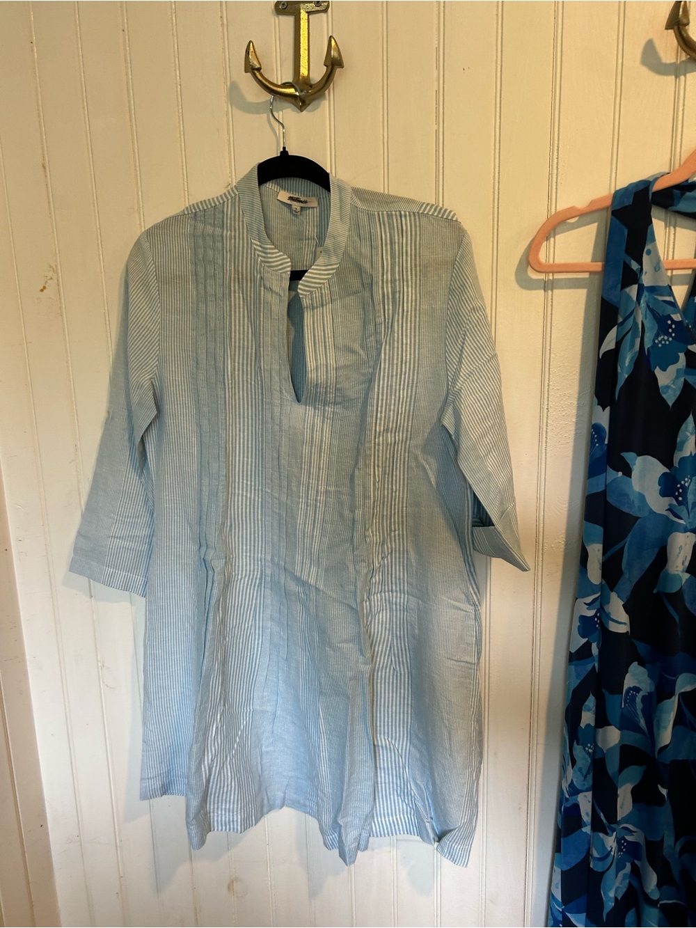 Madewell Pale Blue Pinstripe Tunic